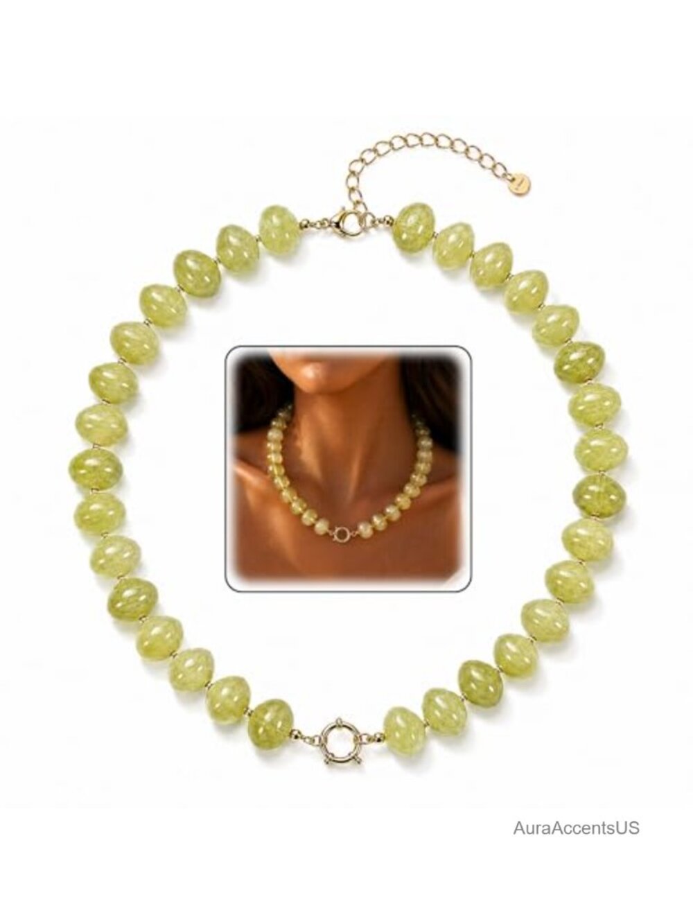Chunky Beaded Necklace with Gold Plated Clasp for Women Choker Statement